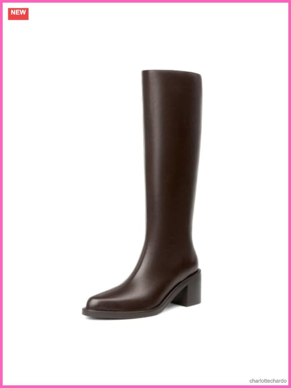 Faux Leather Chunky Block Heel Knee High Boots Pointed Toe Tall Boots with